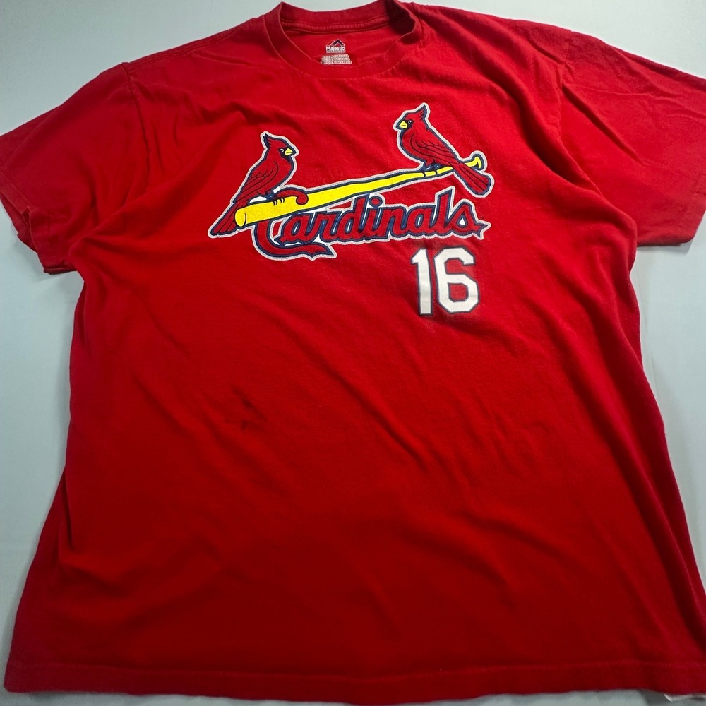 Majestic St Louis Cardinals Kolten Wong 16 Red MLB Player T-Shirt Mens XL